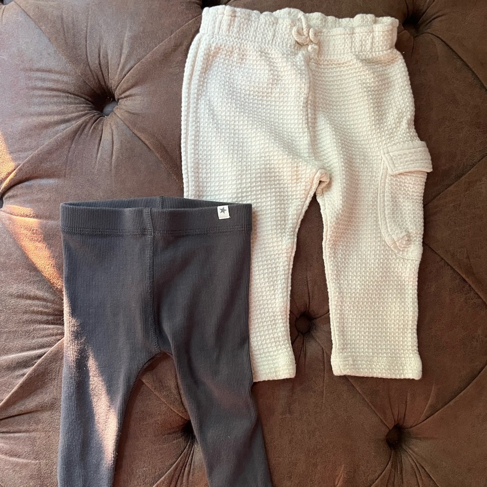 Zara Cream and Gray Leggings Set Soft Stretchy Bottoms